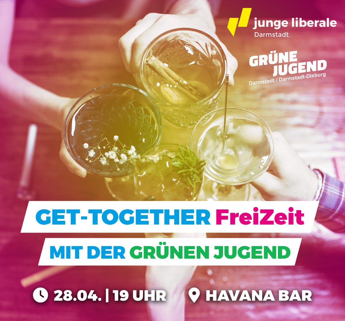 Wir laden ein zum nächsten Donnerstag unserer monatlich stattfindenden FreiZeit. 👏
Diesmal treffen wir uns mit der Grünen Jugend Darmstadt-Dieburg zum Austausch und Diskutieren. 

Interessenten dürfen auch kommen. Bis dann!