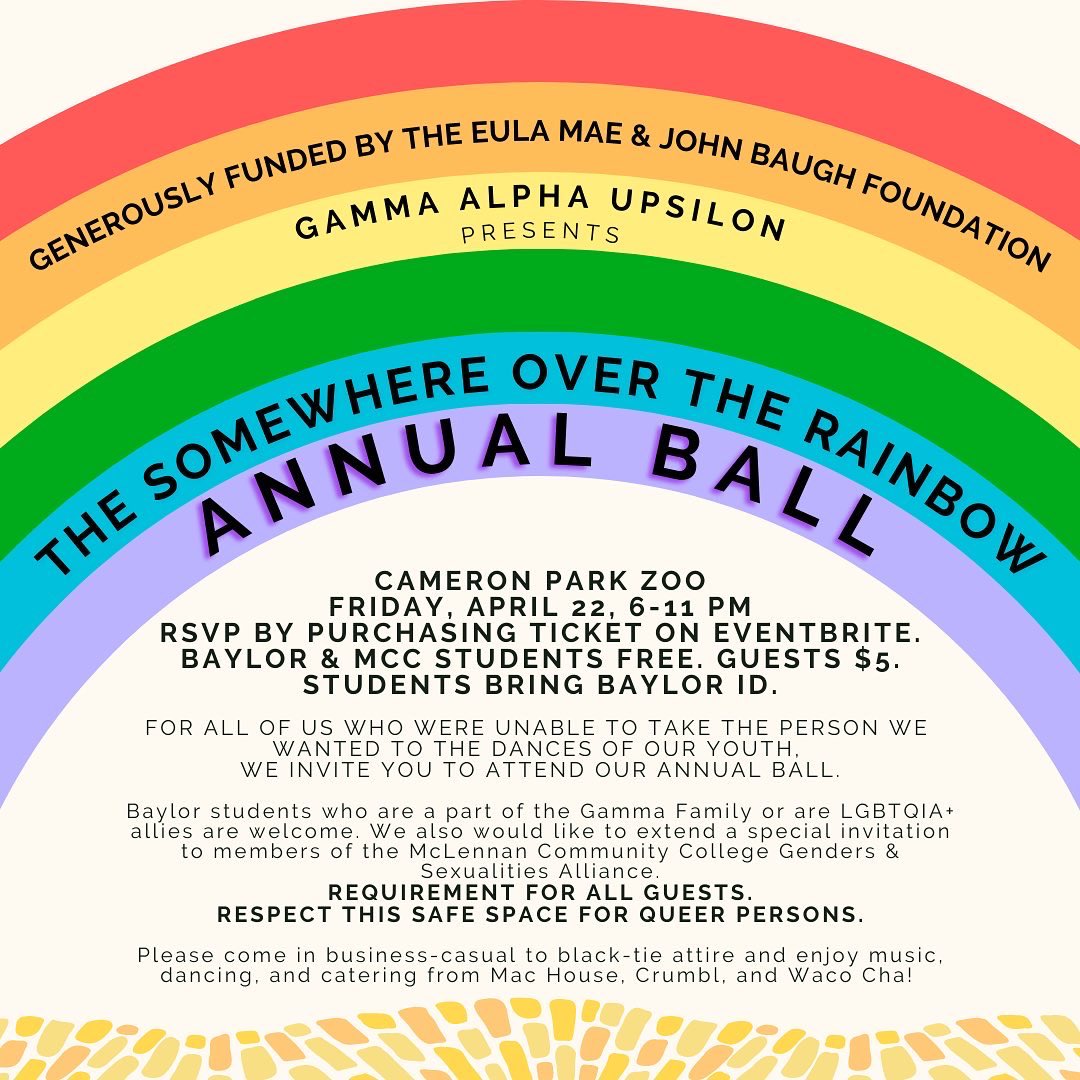 🏳️‍🌈BAYLOR GAY’s ANNUAL BALL🏳️‍🌈

eventbrite.com/e/275321242247