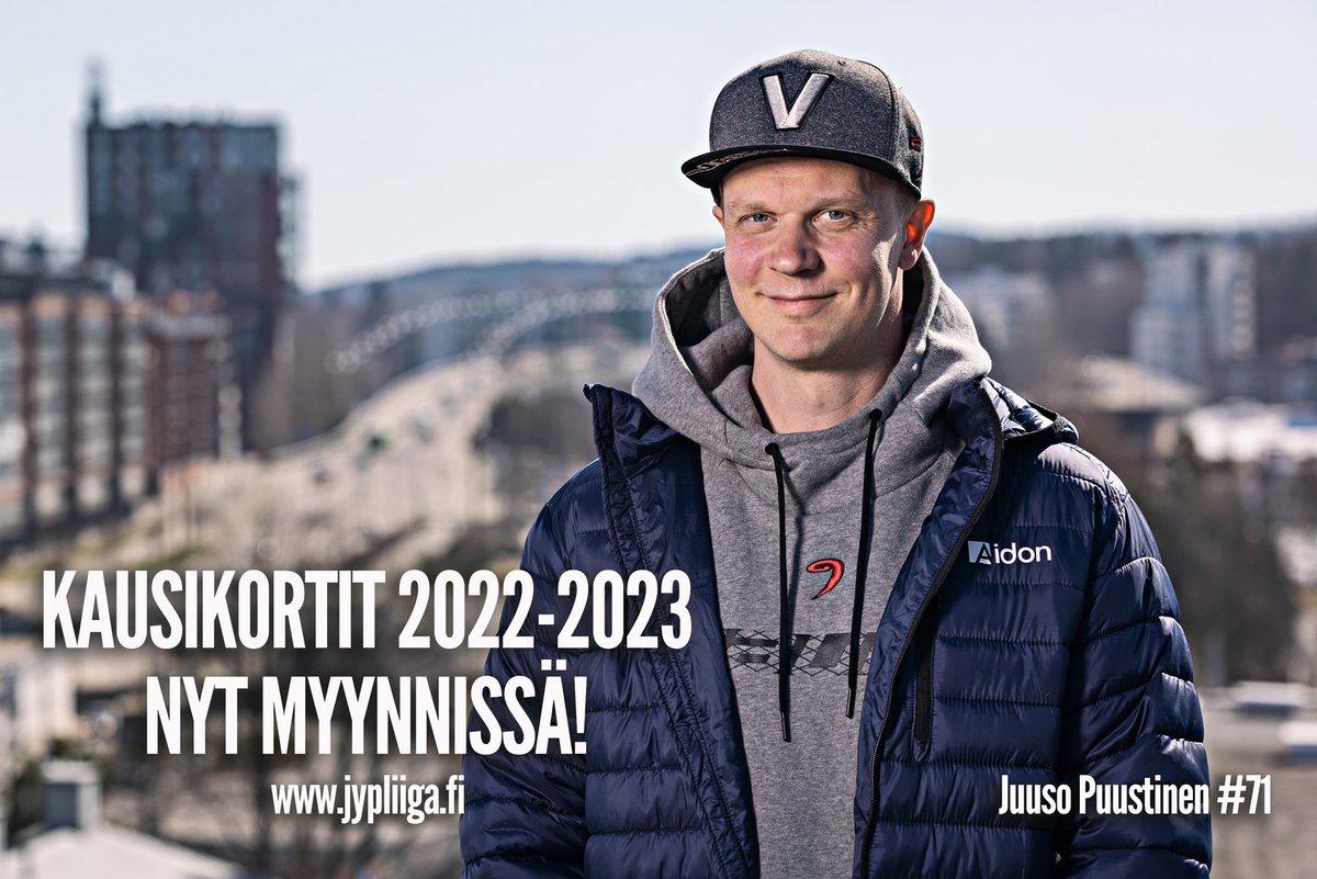 JYPJyvaskyla's tweet photo. JYPin kausikortit kaudelle 2022-2023 ovat nyt myynnissä. 🌪🏒

Juuso Puustinen palaa JYPiin kolmivuotisella sopimuksella! 👍🏻

Edellisellä JYP-kaudellaan Puustinen iski tehot 30+21=51. 🔥

Lue lisää 👉🏻 https://t.co/qufysqQNQj

#JYPliiga #meollaanJYP #kausikortti #Liiga https://t.co/RYpvjfv0Hy