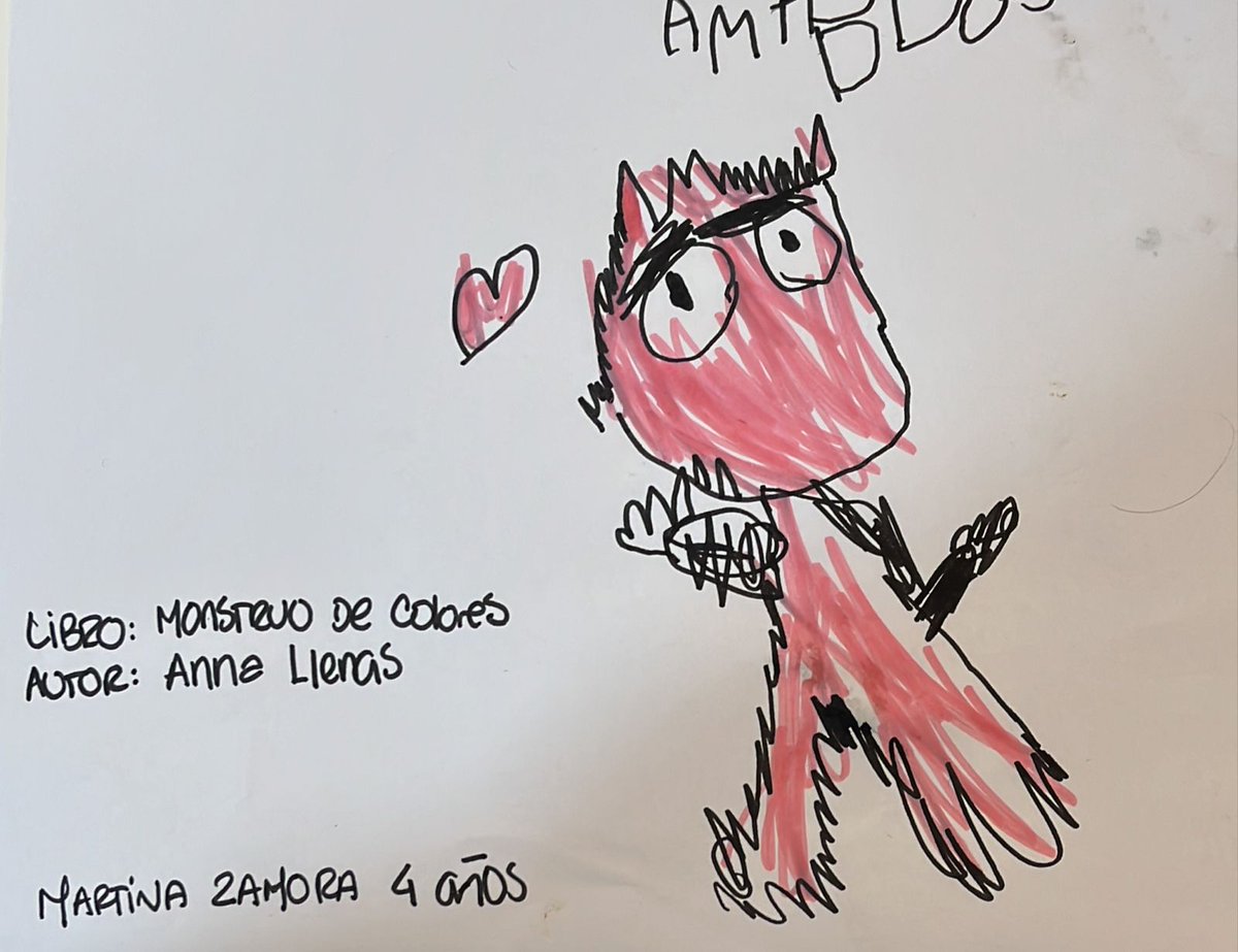 😍📚👇 El libro favorito de Martina de 4 años es "El monstruo de colores" ¿Cuál es tu libro favorito? Compártenos tu dibujo, etiqueta a un amig@ y usa el hashtag #DiversidadLectora #DiversidadCultural #DíaMundialdelLibro