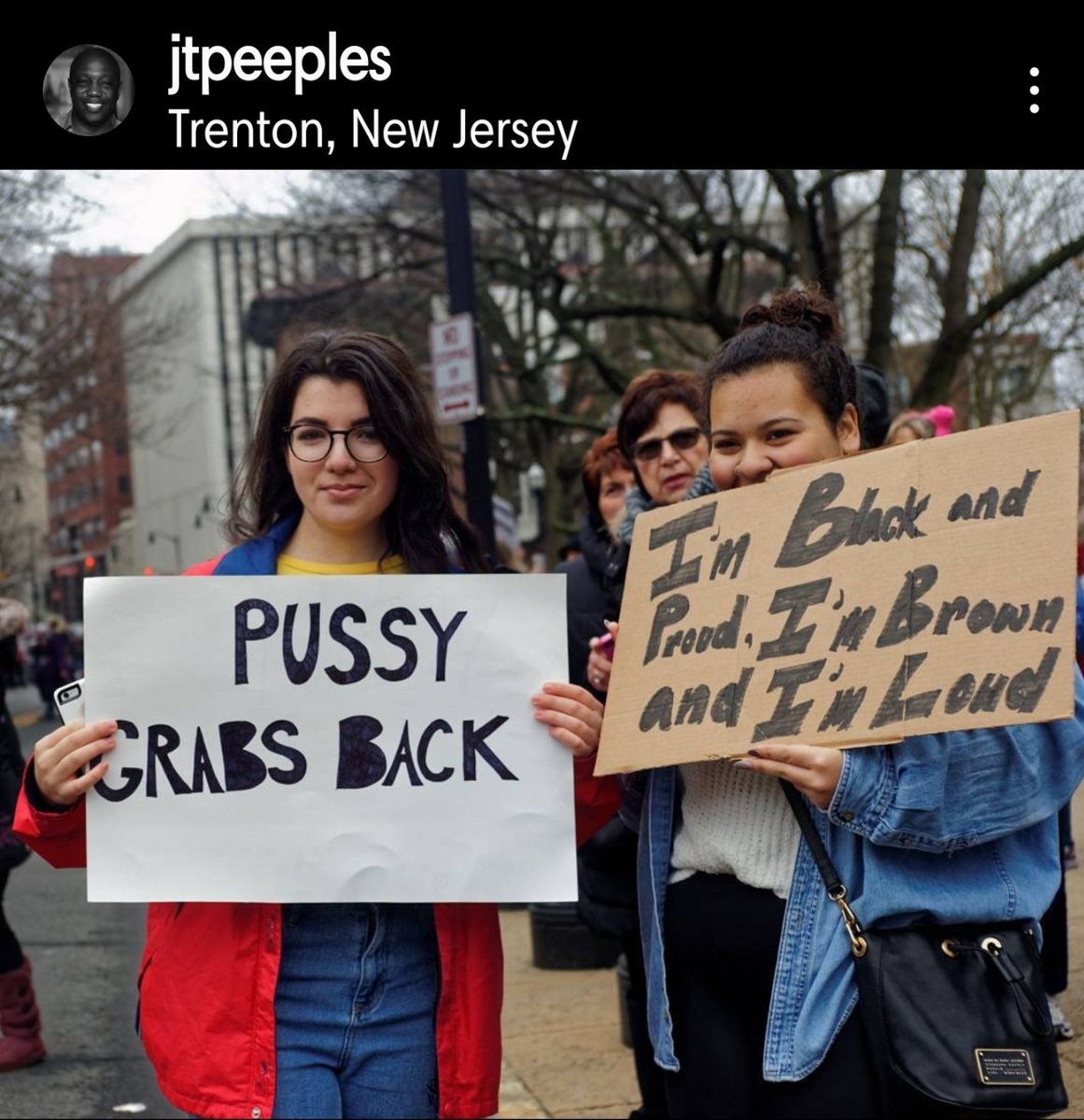 JTPeeples's tweet photo. @JoJoFromJerz Just a reminder from my IG photo from The NJ Women's March in Trenton, NJ back in 2017 ...

Subjects Unknown.
Sentiments Affirmed! https://t.co/XCrzjXNL6t