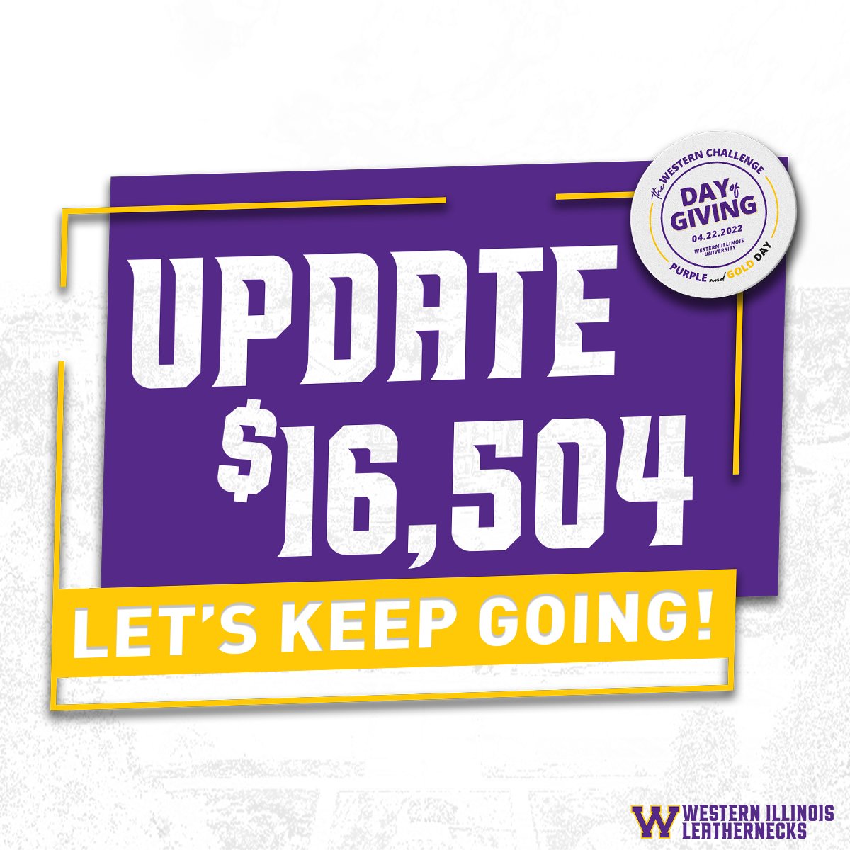 WIUAthletics's tweet photo. Our first update of the day is a GREAT one as we've already surpassed our original goal of $15,000 - let's keep it going!

A new goal of $25,000 has been set and reaching it would set a new record for athletics during the Western Challenge.

#TRADITIONofTOUGH https://t.co/eM5QMCB6Lt