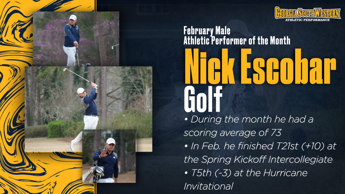 GSW_AthPerf's tweet photo. To finish nominees form February we have from @GSW_GOLF Nick Escobar. Congratulations on a great month! https://t.co/nSw1asdTUw