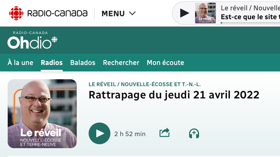 Un grand merci à l'équipe du Réveil Nouvelle-Écosse/Terre-Neuve-et-Labrador de <a href="/mbabin_rc/">Marc Babin</a> <a href="/iciacadie/">Radio-Canada Acadie</a> <a href="/CBCRadioCanada/">CBC/Radio-Canada</a> de m'avoir reçue à l'antenne hier matin pour évoquer la sécurité sur le site de Peggy's Cove. L'interview à écouter ici: bit.ly/3K2U7vX <a href="/parachutecanada/">Parachute</a>