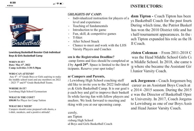 📢📢 Registration is still open for our 2022 Kids Camp on Friday, May 6th! Sign up today to reserve your spot! <a href="/LMSPatriots/">LMS Patriots</a> <a href="/LewisburgSchool/">Lewisburg Intermediate School</a> <a href="/tipton_coach/">Coach Tipton</a>