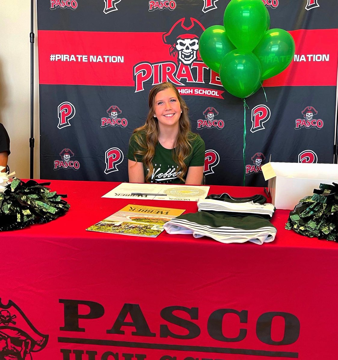 PascoHighCheer's tweet photo. CONGRATULATIONS  to Erin Sonoqui on signing with Webber Cheerleading today! We are so proud of you! #GoWarriors 💚⚔️ https://t.co/saHiawUR9z