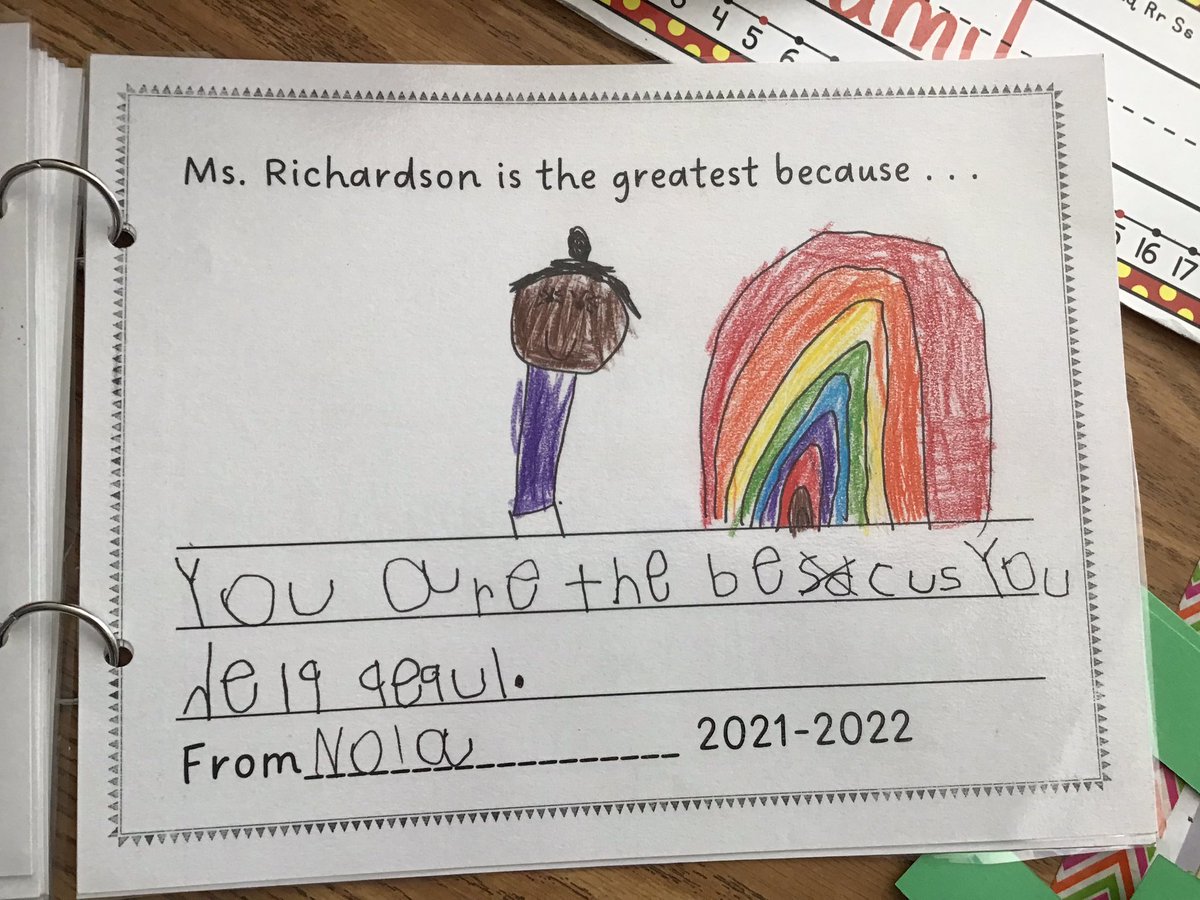 MsSokol1's tweet photo. Happy Assistant Teacher Week, we made Ms. Richardson a book with all the reasons we love her! https://t.co/Bsf3TgFGly
