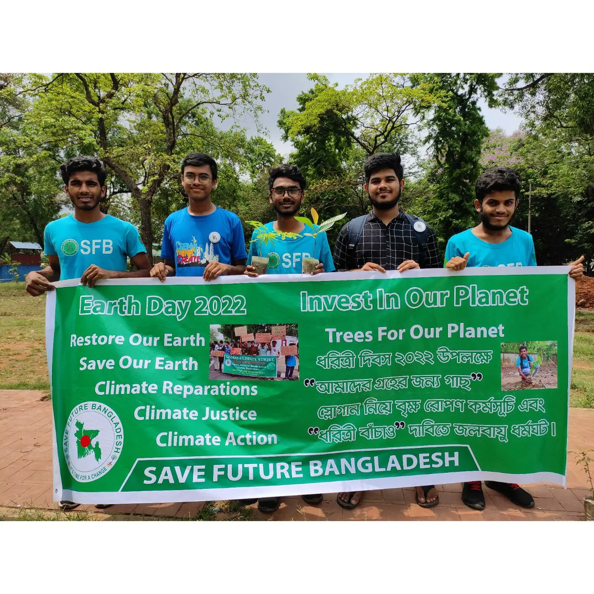 sfbdhaka's tweet image. #EarthDay2022. The theme of this year&apos;s day is &apos;#InvestInOurPlanet.&apos;On the occasion of the day, a tree planting program with the theme &apos;#TreesForOurPlanet&apos; &amp;amp; a #ClimateStrike demanding #SaveThePlanet  &amp;amp; #ClimateJustice &amp;amp; #ClimateAction &amp;amp; #ClimateReparations

#SaveFutureBangladesh
