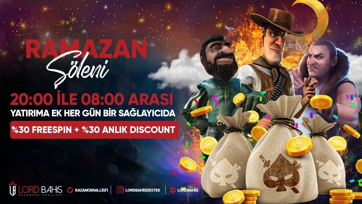 👑 Kazancın Krallığı LordBahis'de Bu Ramazan,

🔥 Ramazan Ayı boyunca her akşam 20:00 - 08:00 arası yatırımınıza ek her gün bir sağlayıcıda %30 Freespin + %30 Anlık Kayıp Bonusu Hediye!

🎁 Bu Tweet 100RT'ye ulaşırsa, RT'leyenler arasından 10 Kişiye 40 Freespin Hediye!🎁