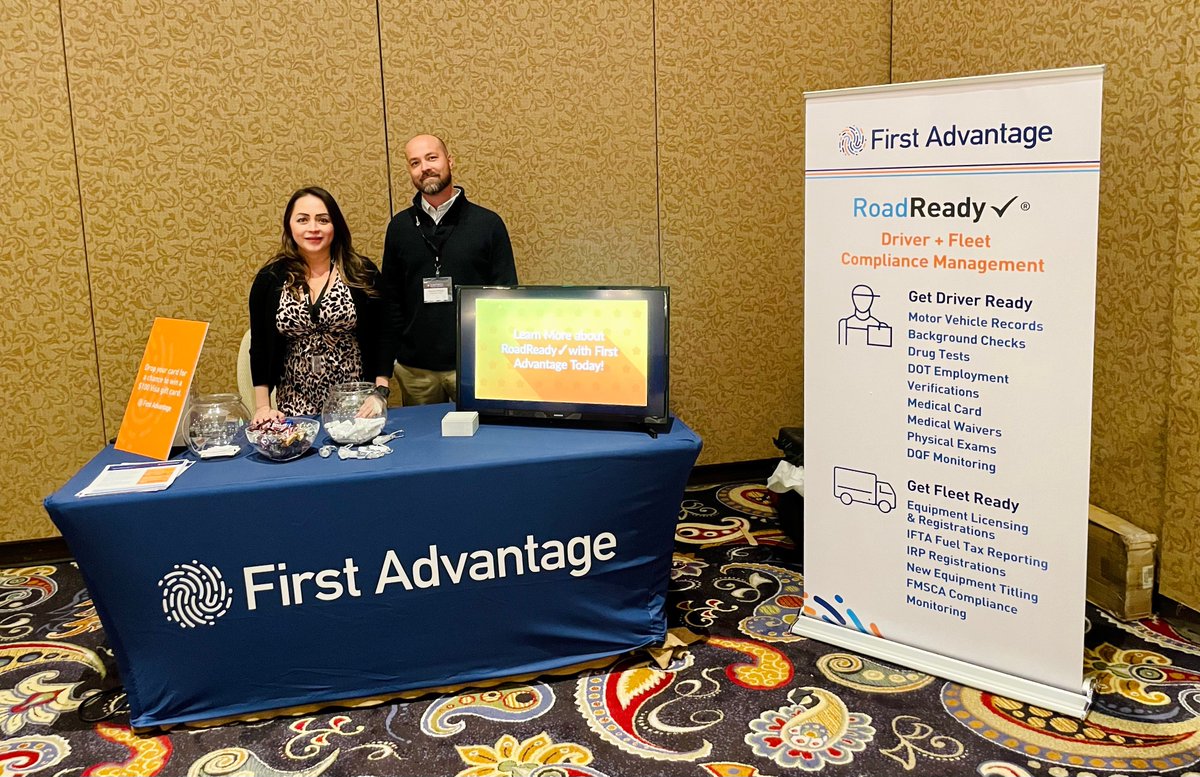 firstadvantage's tweet photo. Say hello to our team at #TenstreetUC2022! We are showcasing RoadReady✓, our Non-DOT + DOT Compliance Support For Drivers and Vehicles. Stop by our booth to learn more!
#RoadReady #DriverCompliance #FirstAdvantage https://t.co/lE4vleBctd