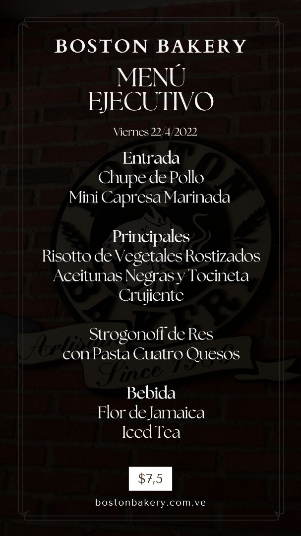 bostonbakery's tweet photo. Menú de hoy https://t.co/lAtARluLtl