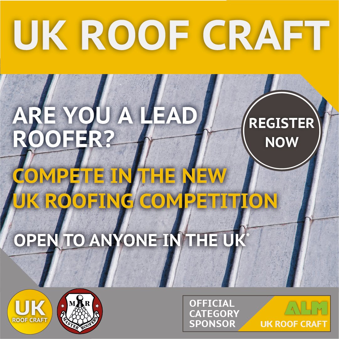 Are you a lead roofer? Compete in UK Roof Craft 2022!

Open to anyone in the UK over the age of 18*. 

REGISTER NOW at masterroofers.co.uk/ukroof-registr…

For more information, visit masterroofers.co.uk

This category is proudly sponsored by <a href="/ALM_ALMHM/">Associated Lead Mills</a> 

#UKRoofCraft #UKRoofing #roofing