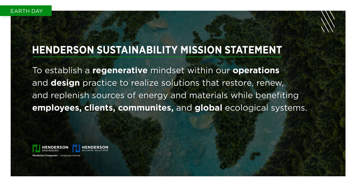 At Henderson, our pledge is to lead regenerative and innovative design for a brighter, cleaner future. #HendersonCares #EarthDay #LeadersInInnovation