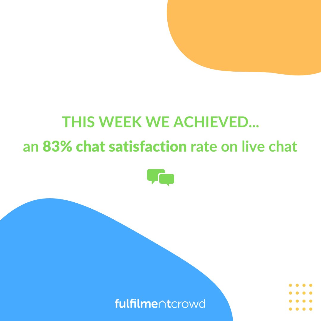 WE GOT THOSE FRIDAY FEEEELS!! 🥳

Today we reflect on the last week of success here at fulfilmentcrowd and thanks to all the hard work from our wonderful Customer Operations team, we achieved an 83% chat satisfaction rate over on our live chat! 

Now, we're weekend ready! ⭐️