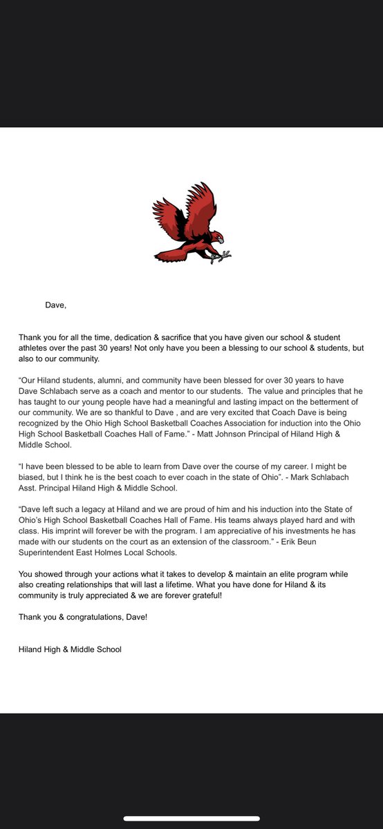 Congratulations to Dave Schlabach on being inducted into the Ohio Basketball Coaches Association’s Hall of Fame tomorrow! 

Thank you, Dave!!