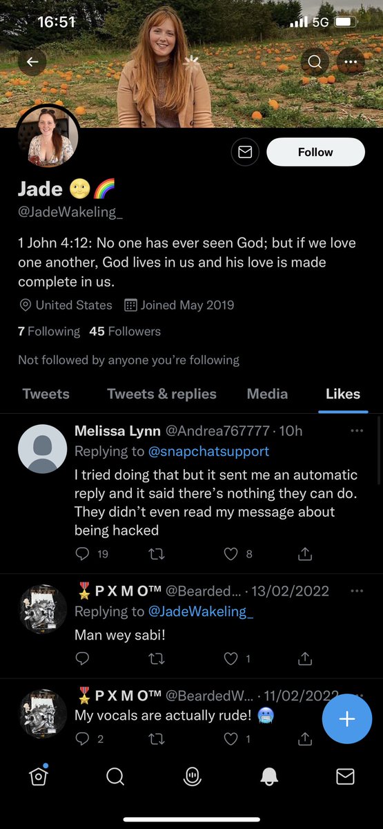 Just came across this page impersonating me- if anyone can report I’d be very appreciative. I’ve blocked them but their username is <a href="/JadeWakeling_/">Jade 🌝🌈</a>