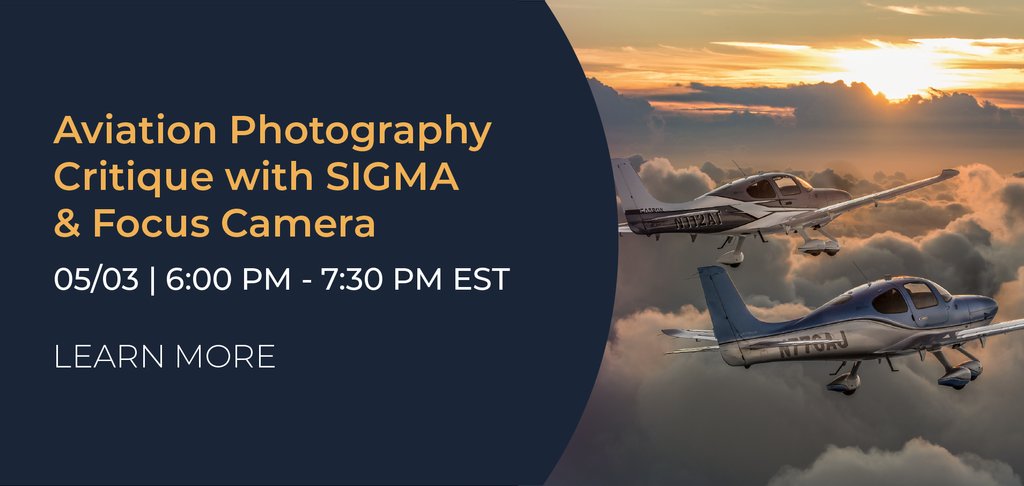 Focus_Camera's tweet photo. Join Focus Camera and @sigma_photo Ambassador, Jim Koepnick, for an online critique of your aviation photography.✈️
LEARN MORE: https://t.co/G6VQ49yrCO
#aviation #photography #focuscamera https://t.co/9fLie7l3Ge
