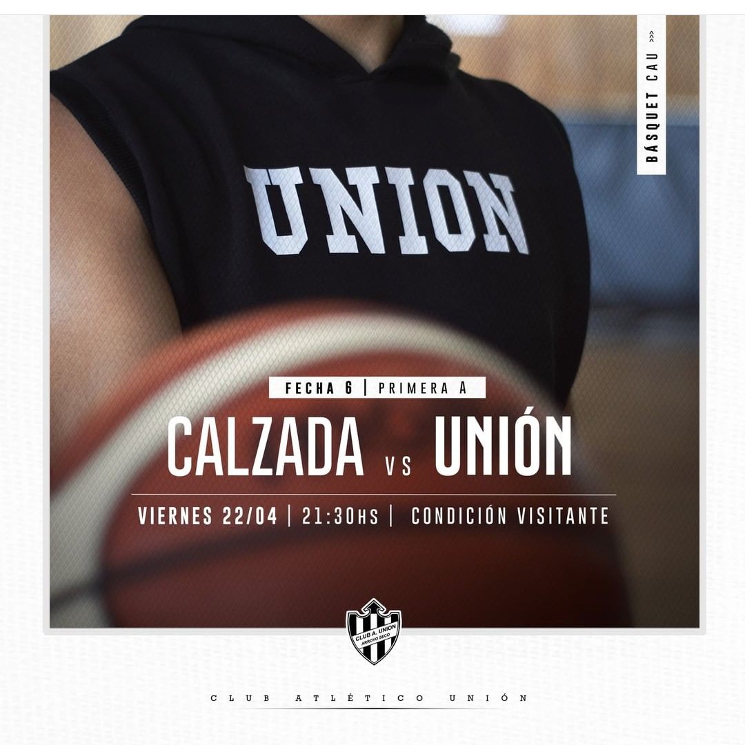 BUSCA SEGUIR SUMANDO
PRIMERA A.⛹🏼
-
⚫ Fecha 6⚫.
Club Atlético Calzada de Rosario 🆚  Club Atlético Unión de Arroyo Seco.
⚪ Viernes 22 de Abril.
⚪Hora: 21:30 hs.
⚪Lugar: Club Calzada (San Martin 3056)