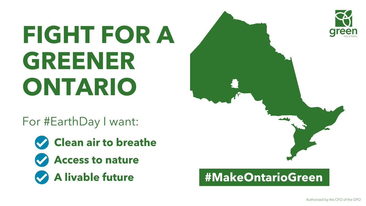 OntarioGreens's tweet photo. Happy #EarthDay! Today, and every day, we're fighting to #MakeOntarioGreen 💚 

Let's keep fighting to crush climate pollution, restore nature, and protect our drinking water. 

It's now or never!  🌎
#InvestInOurPlanet #onpoli https://t.co/P8zgZPxdnS