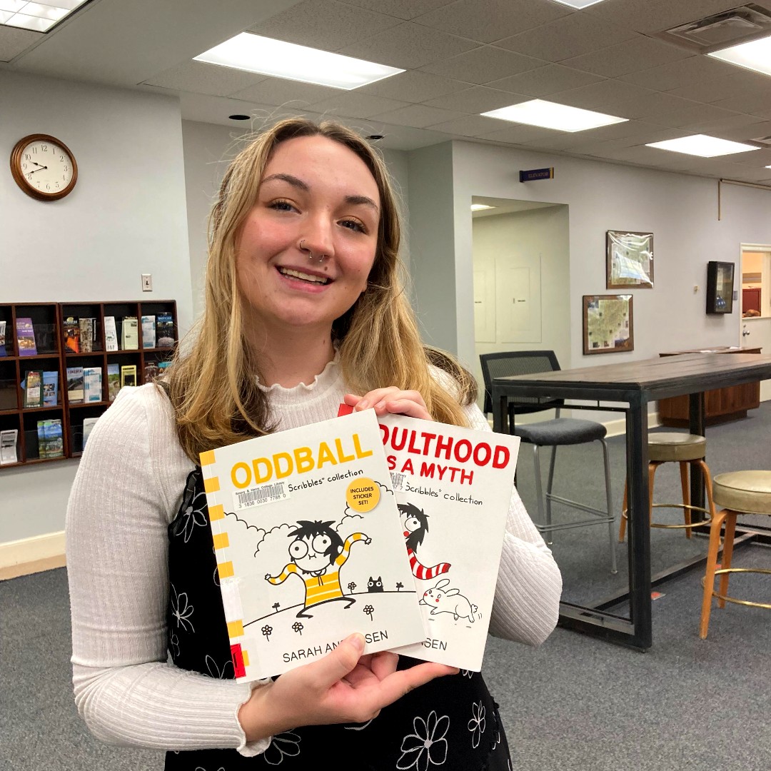 EHCLibraries's tweet image. Want something fun, hilarious, and easy to read in between studying for final exams? If you get a chance, stop by the #KellyLibrary and check-out one of these graphic novels by Sarah Andersen! &quot;Oddball&quot; and &quot;Adulthood Is A Myth&quot; can be found in the Popular Reading Collection!