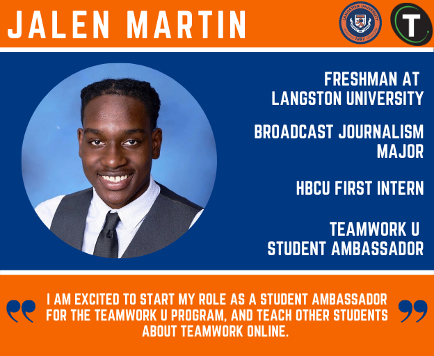 We would like to spotlight Jalen Martin, one of our <a href="/LangstonU/">Langston University</a> TeamWork U Student Ambassadors! Jalen is a freshman who is studying Broadcast Journalism. He is also a HBCU First Intern as well as a member of the Langston University football team! Great work, Jalen! #FridayFeature