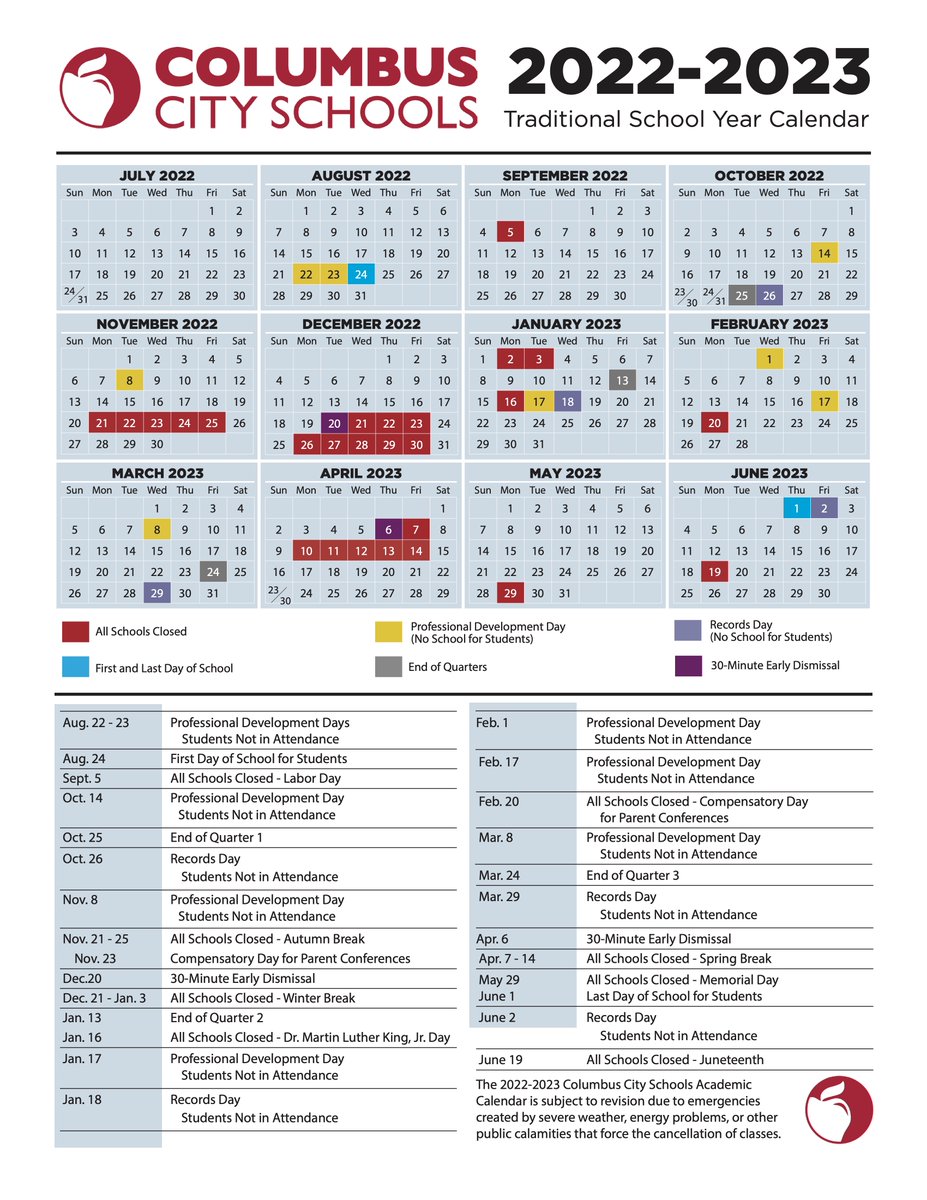 ColsCitySchools's tweet photo. Mark your calendars! The Columbus Board of Education approved the academic calendar for the 2022-2023 school year at its regular business meeting on Wednesday. #OurCCS

READ MORE: https://t.co/xn3fRX3Qpy https://t.co/94EhXemhnz