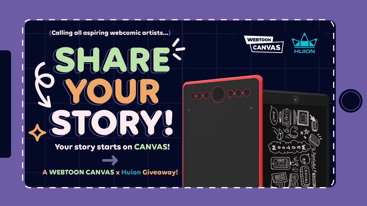WEBTOON CANVAS on Twitter: "We're hosting a giveaway with @HuionTab for 15  brand-new #Huion tablets! 🤩 Are you an aspiring #webcomic artist? 🎨 Have  you been wanting to publish your story on #