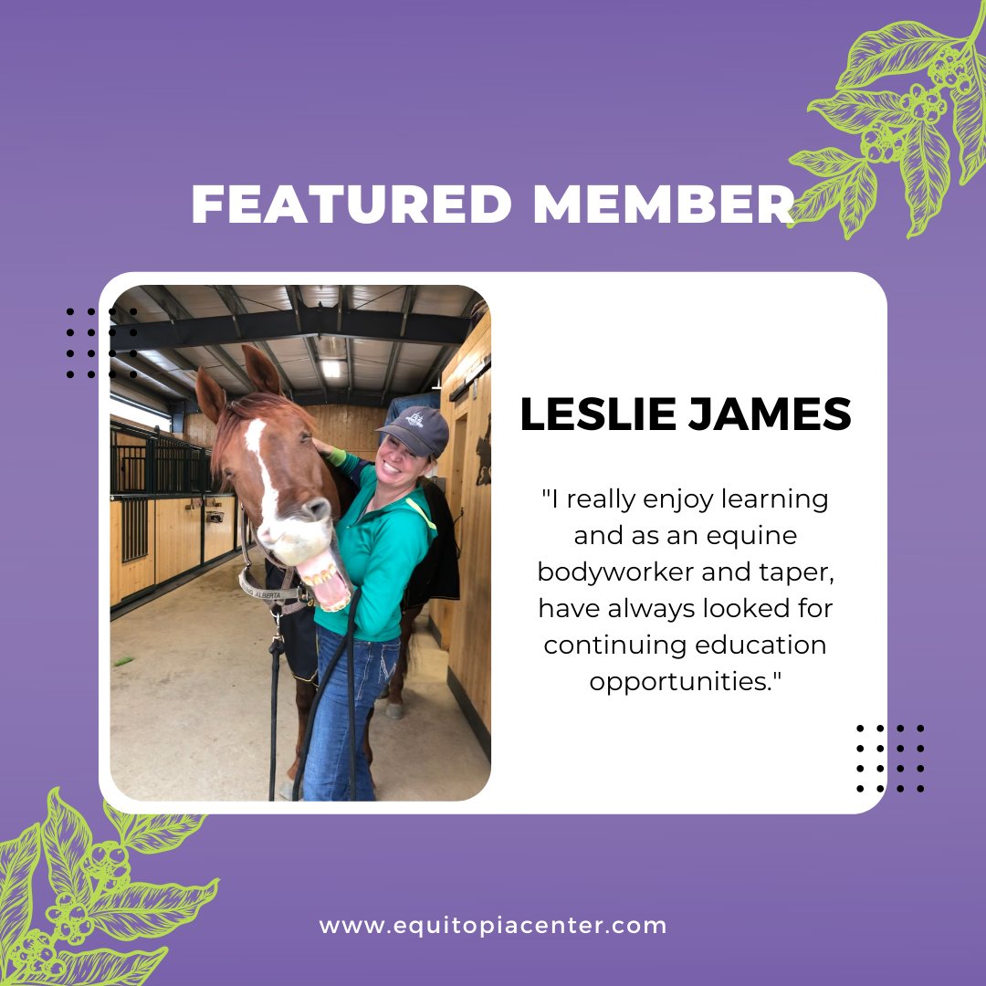Equitopiacenter's tweet photo. Our Featured Member⚡️ for this week is no other than Leslie James, a horse owner 🏇, equine bodyworker, and taper from Canada. 🇨🇦

To learn more about Leslie’s story, click here: https://t.co/Lz8v6UU9CK

#testimonials #ridertestimonial #horserider #equestrian #horsetaper https://t.co/wGLniQIl8m