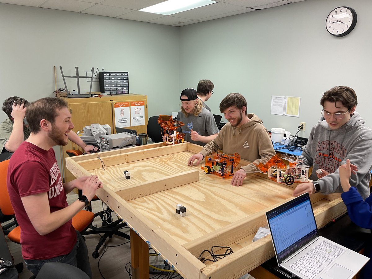 AUScienceEng's tweet image. Our engineering students hard at work on their robots for Mechatronics System Design.