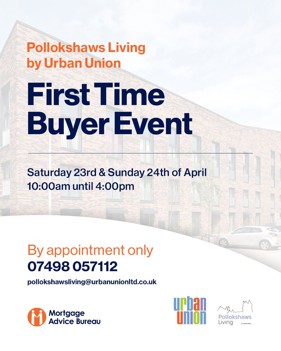 MabNetScot's tweet photo. A reminder that we are on-site this weekend with @urbanunionltd in Pollokshaws, helping First Time Buyers secure their first home.
Viewings by appointment only

Call: 07498 057112
Email: pollokshawsliving@urbanunionltd.co.uk

More about Pollokshaws Living: https://t.co/ShJ4Cs0i8a https://t.co/428DbxPeXF