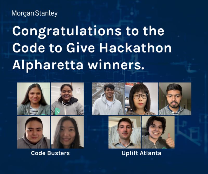 TechNorthATL's tweet photo. Kudos to @MorganStanley's #CodetoGive hackathon’s winning team, which designed an app to help @TechAlpharetta’s Women’s Forum to scale its new STEAM mentoring program for young women! TY to all involved for inspiring students to pursue STEAM careers! https://t.co/lh5UV0pvb3 https://t.co/YcbylIZ5D2