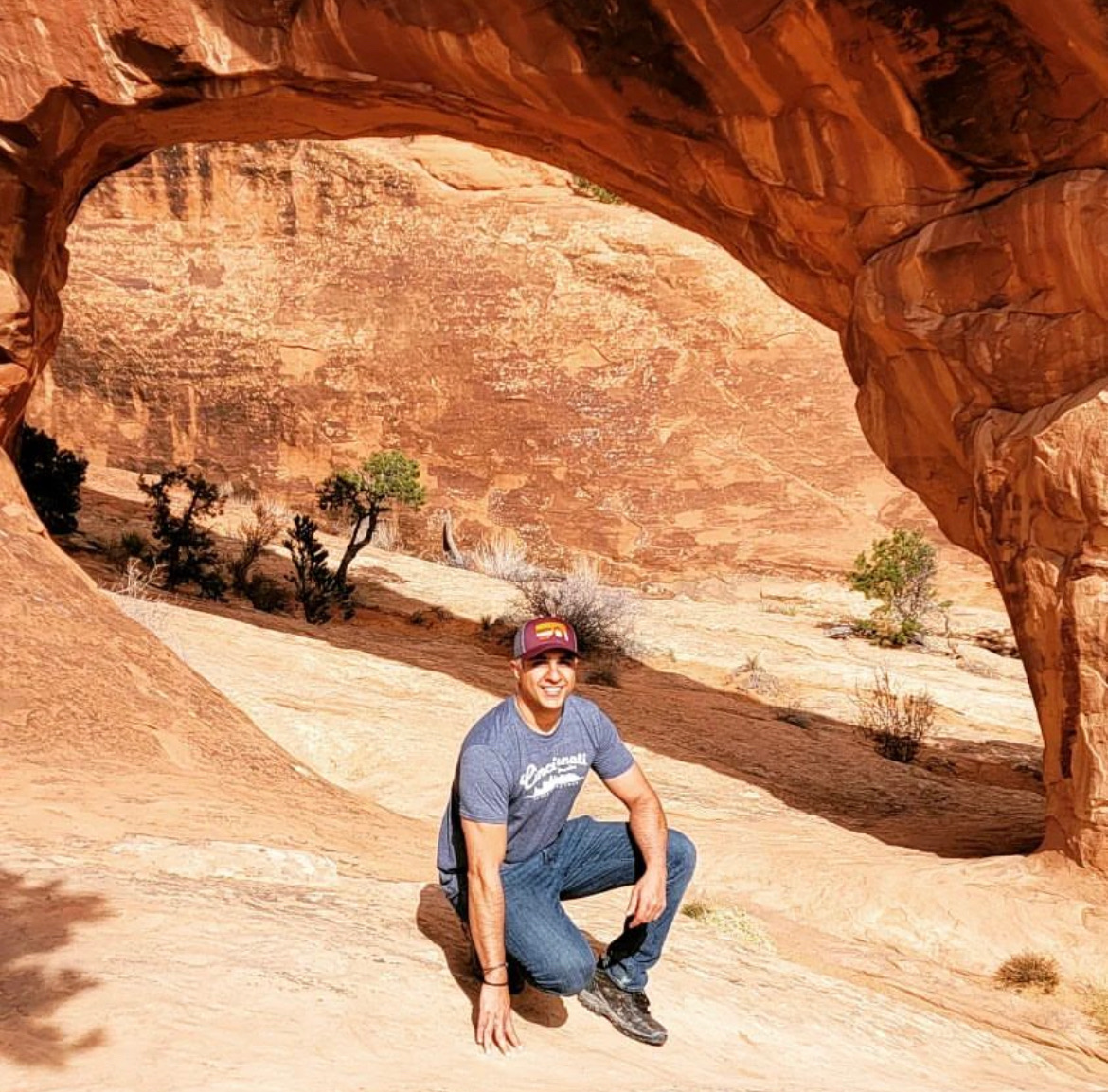 HoxworthUC's tweet photo. Happy #EarthDay featuring blood donor, blood drive coordinator, president of Revive Strength &amp; Wellness AND Physician Leader of Emergency Services Clinical Domain at UC Health, Dr.@sanjaybu! We love seeing our Hoxworth swag all around the world, can you guess where he is?! https://t.co/qrrTWKEbvk