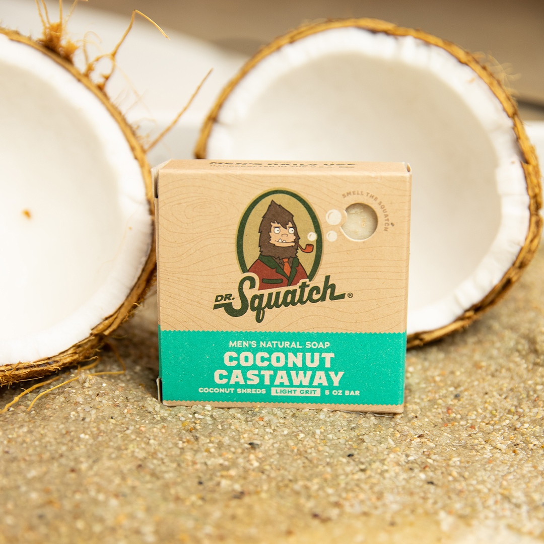 Dr. Squatch on X: Introducing Coconut Castaway 🏖️ Pour yourself a pina  colada, kick back, and lather up for a tropical Squatch-cation. The  tranquil and exotic scent of toasted coconut will transport