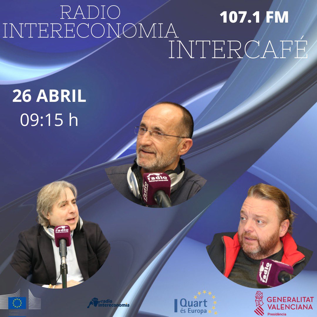 QuartesEuropa's tweet photo. El próximo martes tenéis una cita con europa, en la 107.1 de @intereconomiavr, no os podéis perder el #intercafe con @bnofuentes, @JosLuisPichardo y @lluisbertomeu. Estaréis al tanto de toda la actualidad política y europea
#NextGenerationEU #MFP2127 https://t.co/w9Jzw8PyXc
