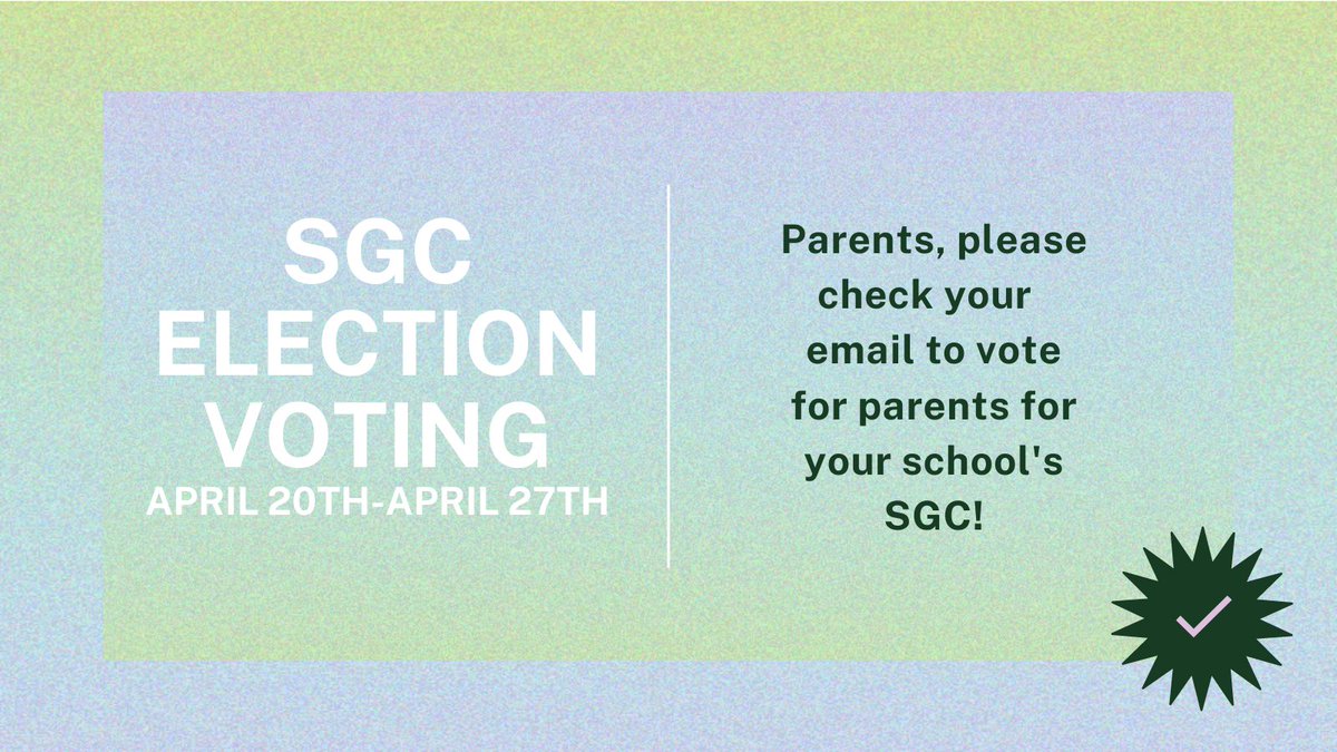 Parents, Don't Forget To VOTE!!