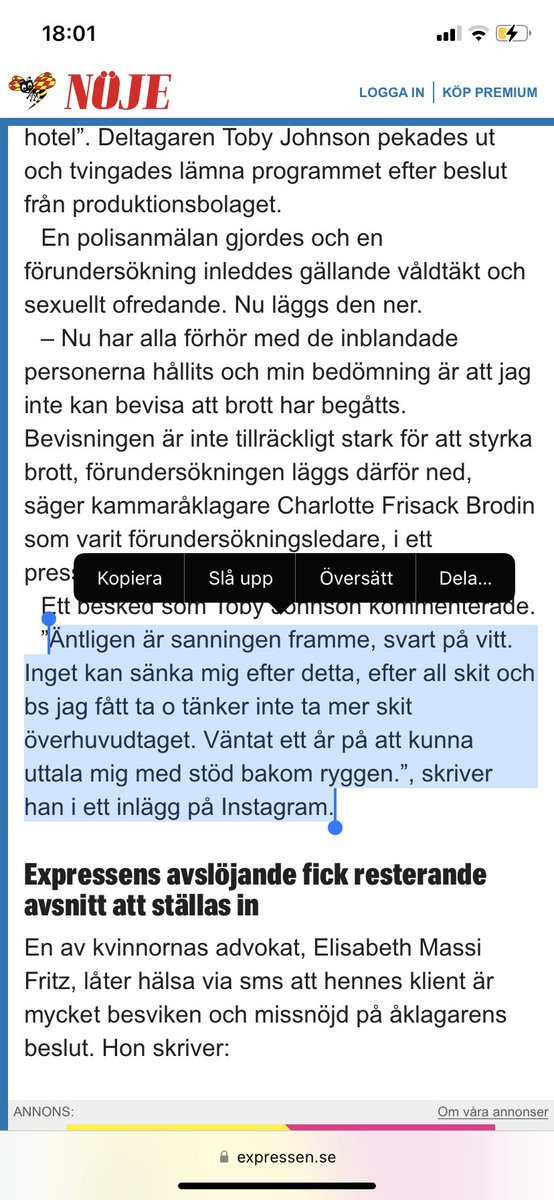 helencandela's tweet image. Grattis Toby! Du får ett pris som kvinnor betalar varje dag. För nu är äntligen sanningen framme, svart på vitt som du säger. Sanningen om att oavsett hur högt vi skriker eller hur många bevis vi än har så saknar vi stöd bakom ryggen. Men det har du så grattis.