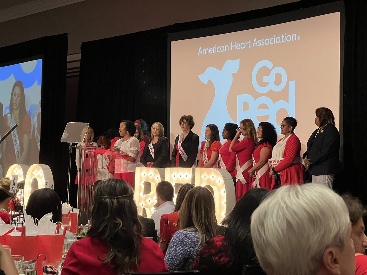 ceehart's tweet photo. Powerful moment at the #CLTGoRed luncheon seeing this strong group of heart attack & stroke survivors. @American_Heart does amazing work but so much more to do! Cardiovascular disease is the number 1 killer of women and many are preventable. https://t.co/cBweUnQre0