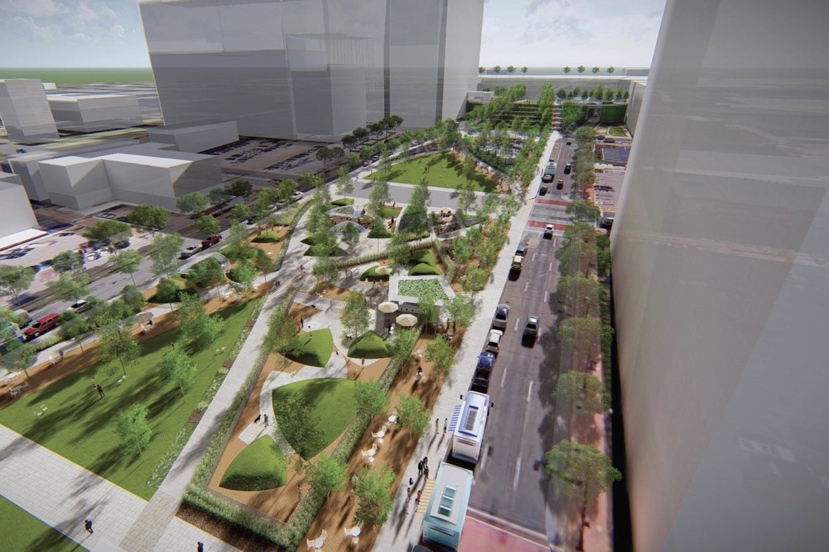 KCBJ_Thomas's tweet photo. The South Loop Cap is officially a go! Workers will start early planning for a $160M public park on 5.5 acres between Wyandotte and Grand, with financial backing from nearby landowners and “strong” state/federal support in place for the full project. https://t.co/S0Hsd16dAj