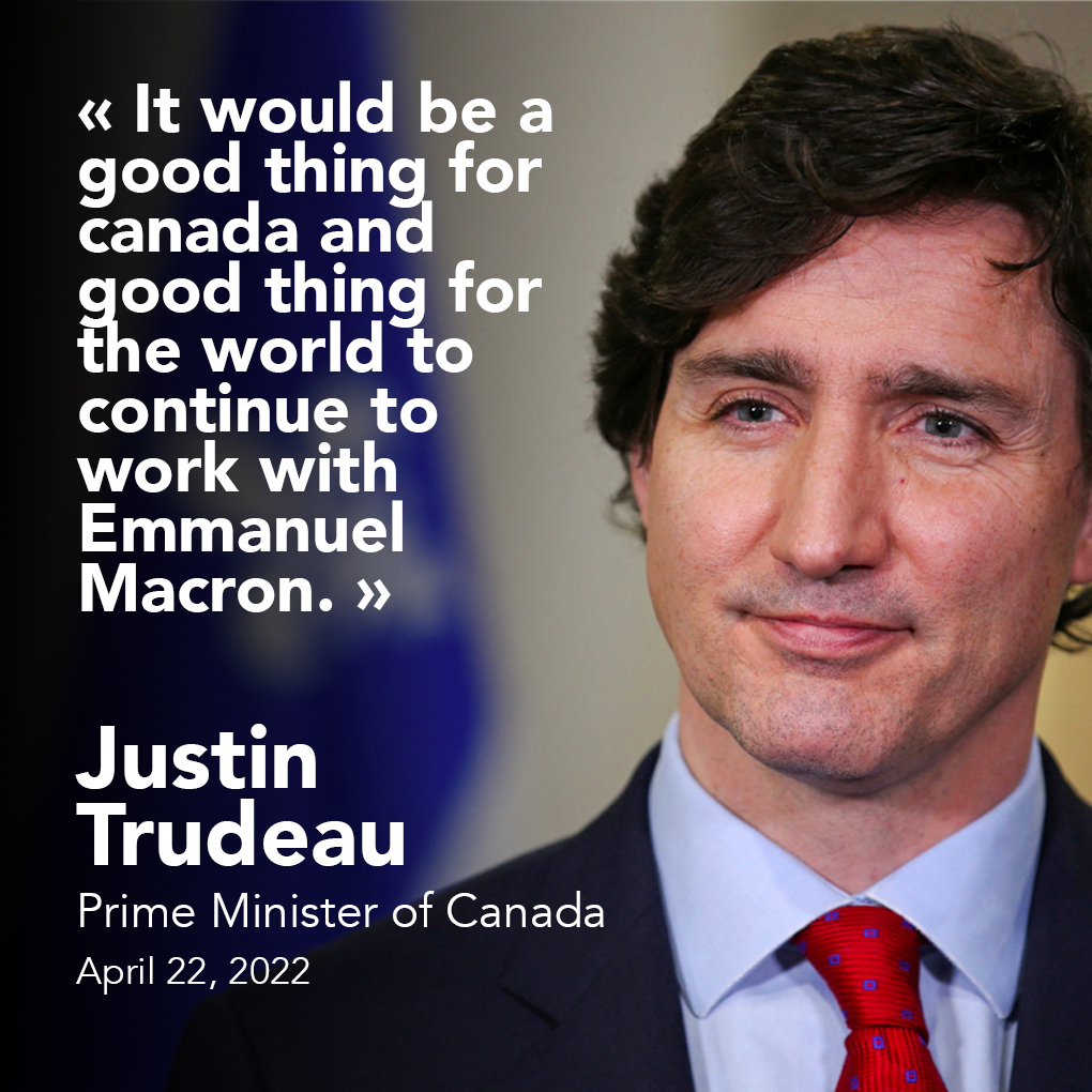 Canadian Prime Minister @JustinTrudeau endorses @EmmanuelMacron for the upcoming presidential election in France.
