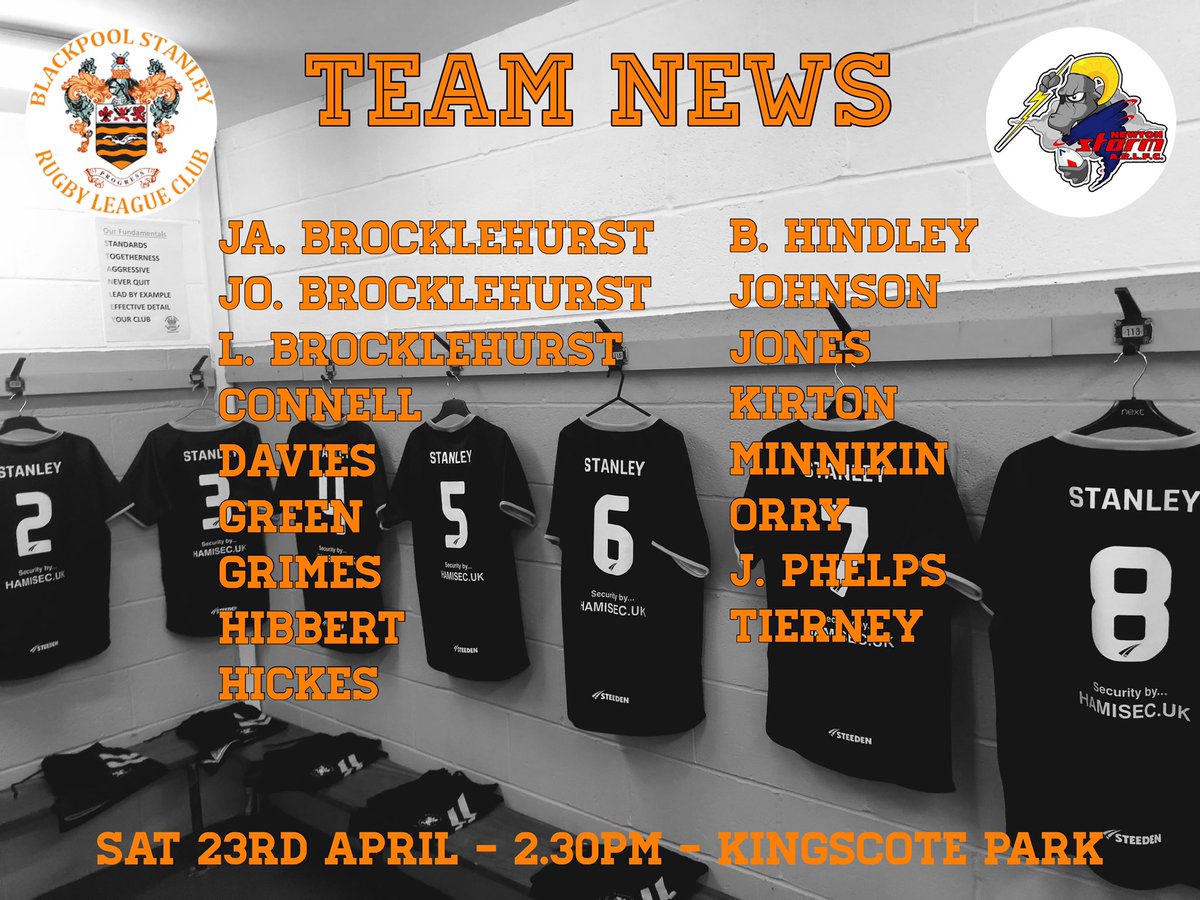 Blackpool Stanley RL (@bplstanleyrl) on Twitter photo NEXT UP ๐ | We are finally back in action tomorrow as we welcome Newton Storm to Kingscote Park.
๐ @NorthWestRL Div 4 N&W
๐ <a href="/NewtonStormARL/">Newton Storm ARLFC โก</a>
๐ Sat 23rd April
โฐ 2.30pm
๐ Kingscote Park
๐ป Bar open
#upthestanley ๐ โซ๏ธ NEXT UP ๐ | We are finally back in action tomorrow as we welcome Newton Storm to Kingscote Park.
๐ @NorthWestRL Div 4 N&W
๐ <a href="/NewtonStormARL/">Newton Storm ARLFC โก</a>
๐ Sat 23rd April
โฐ 2.30pm
๐ Kingscote Park
๐ป Bar open
#upthestanley ๐ โซ๏ธ
