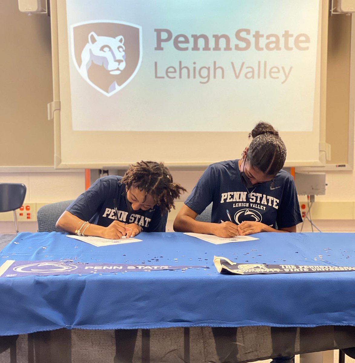 A big congratulations to Naila and Nia Newman on their signing day! The twins will continue their basketball journey at Penn State Lehigh Valley! We are so proud of the these two💙🤍