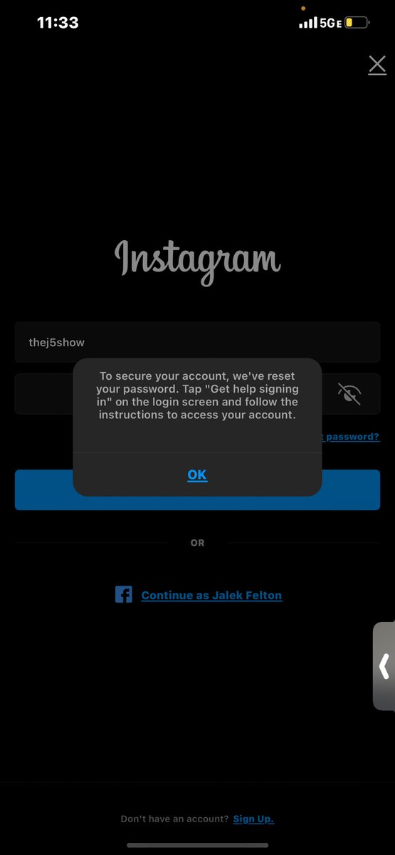 My Instagram (@thej5show) and Facebook were hacked, I was able to regain my Facebook account but my Instagram account for some reason its acting weird. I need answers ASAP I have proof of the account and everything else just reach out to me <a href="/instagram/">Instagram</a>
