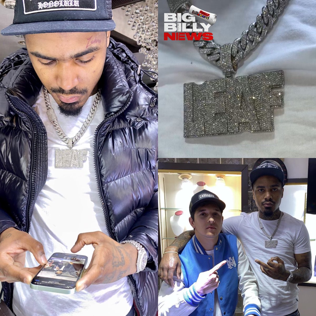 wearebillboard's tweet photo. Looks Like #LeafWard Went To 'Perfect Time Jewelry' & Picked Up His Custom Piece ๐ How Much Do You Guys Think He Dropped On It ? ๐ฐ https://t.co/rra5EmyYCy