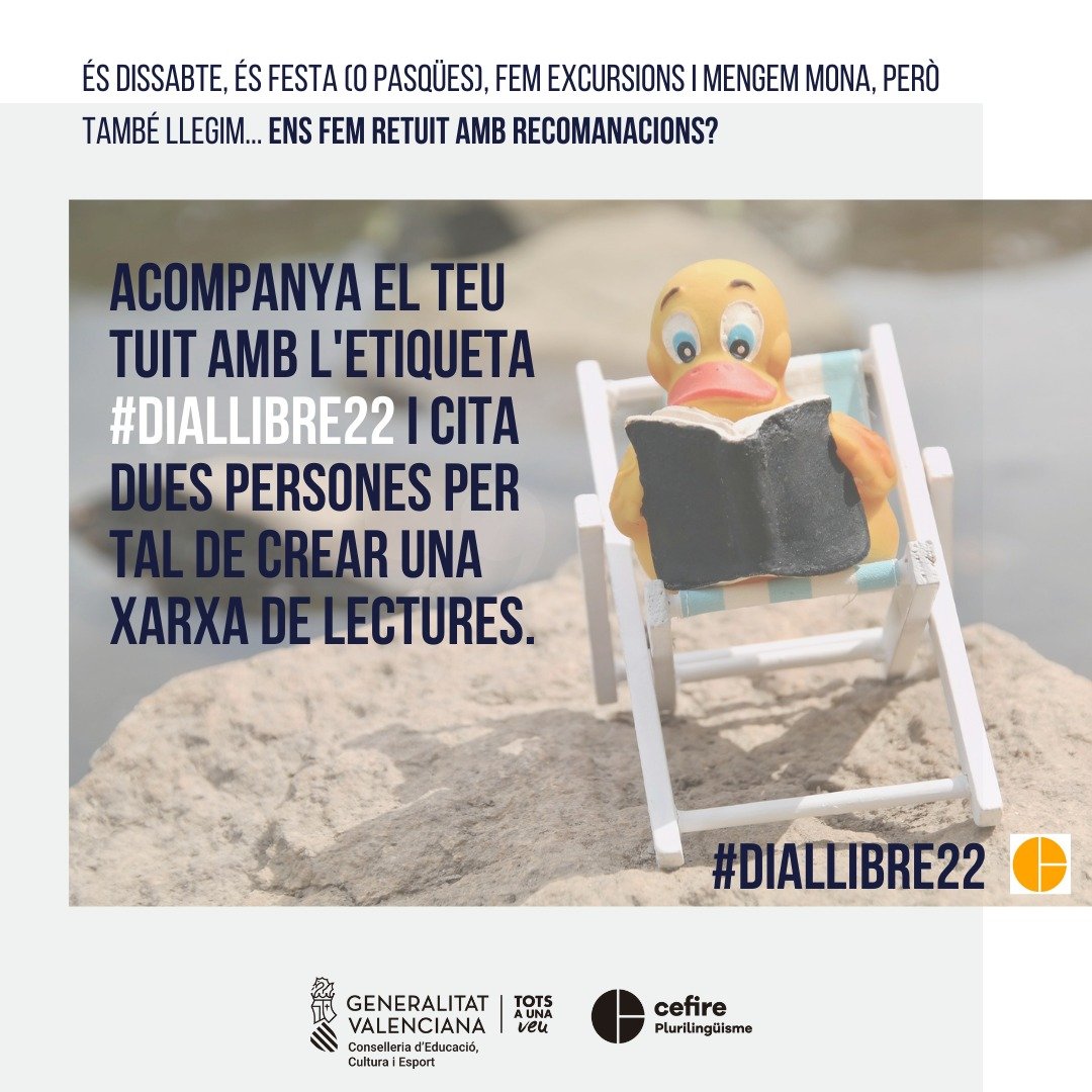 CEFIREambitPLG's tweet photo. 📢 Per commemorar el 📅dia del llibre📚, conta'ns (i si vols, acompanya-ho amb foto🖼️) quin llibre estàs llegint o quin llibre recordes i recomanes... i recorda d'acompanyar-ho amb l'etiqueta #diallibre22

@GVAeducacio @GVA_Cefire https://t.co/LMuYTeo170