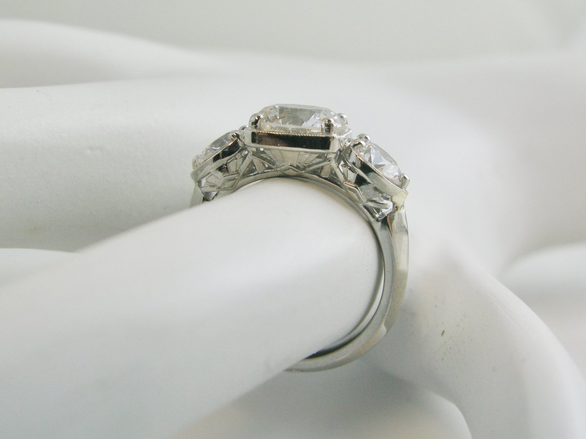perfsetJewelry's tweet photo. The Fountain Head Deco Themed 3 Stone Cultured Lab Diamond Engagement Ring https://t.co/lulLS2wJ23 https://t.co/DhcSIgHryq