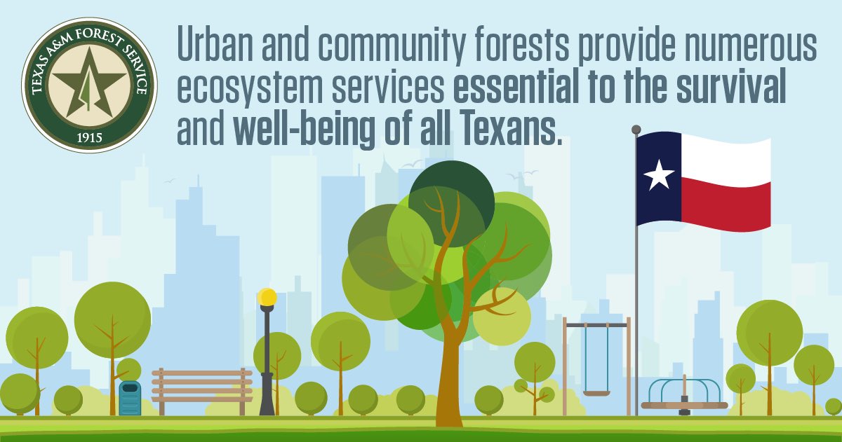 Happy #EarthDay! Forests and trees provide the earth endless benefits, including valuable services to Texans. Recently, Texas A&amp;M Forest Service released an Urban Forest Ecosystem Services Report on the value of these services from urban and community forests.