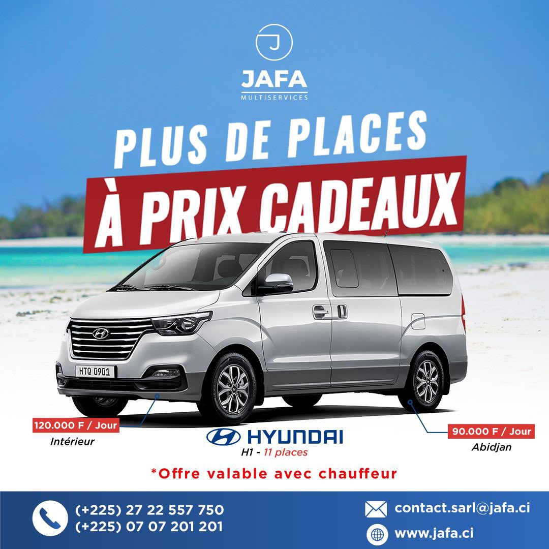 JafaEntreprises's tweet photo. Le week-end commence bien chez @JafaEntreprises nous mettons à votre disposition notre Hyundai H1 Année 2021 . Réservez vite ☺️👌🏾 https://t.co/Y1rbS9azOm