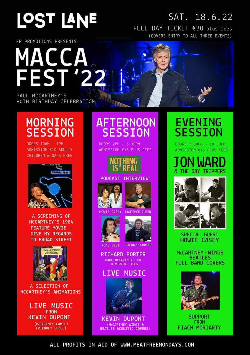 In honor of #PaulMcCartney - knight, bassist and general good guy, turning 80, FP Promotions presents Macca Fest '22! Find out more and get your tickets at the link below lostlane.ie/gig/fp-promoti…