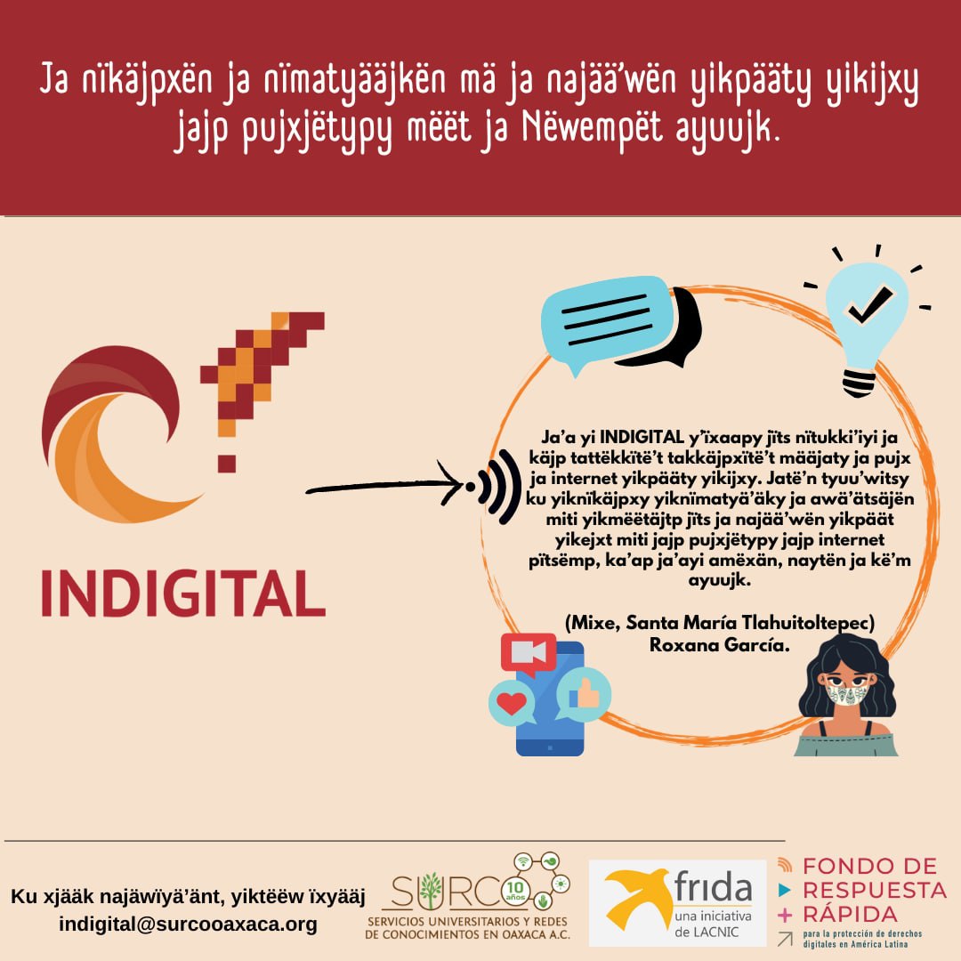 surcooaxaca's tweet photo. Les presentamos #Indigital en #Ayuujk #Mixe #LenguasIndígenas #Oaxaca https://t.co/wZvOEtOCrl