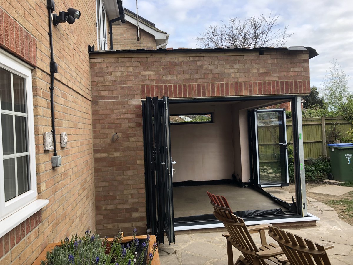 light_house_stu's tweet photo. Progress on site for our Fareham ground floor rear extension & roof terrace project. The double set of bifolding doors will create a light-filled space for the dining space and it will be great to relax in the roof terrace when complete. #lighthousestudio #site #progress #detail https://t.co/SvHuamGpJ2
